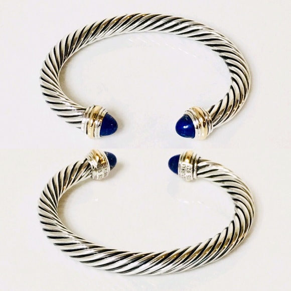 David Yurman 7mm Lapis Lazuli Cable Cuff Bracelet - Picture 3 of 7